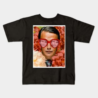 Flower Hannibal with Will Graham Heart Glasses Kids T-Shirt